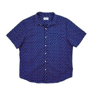 Old Navy Mens Perfect Fit Shirt Multi Fish Print Medium Fishes Button Up Top New